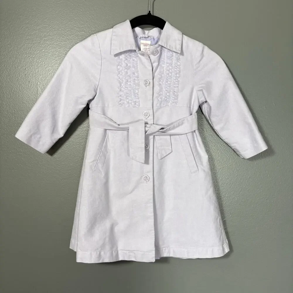 Gymboree Little Girls Light Purple Ruffle Front Trench Coat - Size Small 3 years
